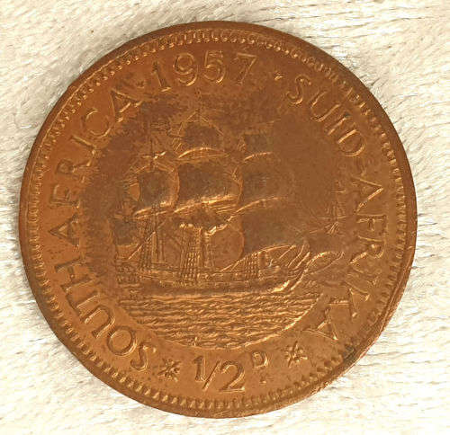1957 South Africa Union ½ Penny - Elizabeth II 1st portrait