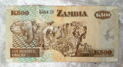 Uncirculated 1992 Zambia K500 Kwacha Bank Note