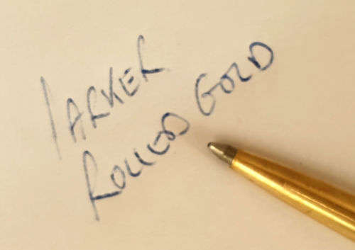 Vintage Rolled Gold Parker Ball Point pen with Parker T-Ball Refill made in England -ink still ok