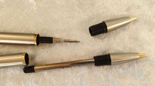 Beautiful Vintage Parker Ball Point Pen and Pencil set in Gold and silver Trim -iNK STILL OK