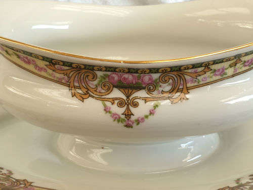 Vintage VICTORIA Czechoslovakia China Floral Gravy Boat 85x225x159mm (2 available)