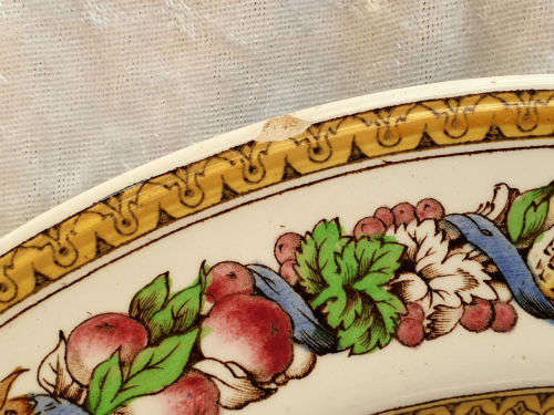 Antique Minton, Italian Fruit Border Plate (small Chip) 268mm