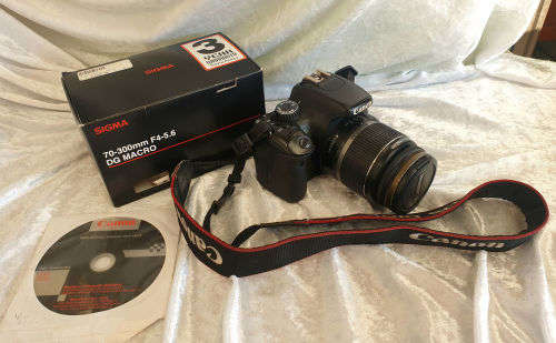Canon E0S 550D Digital SLR Camera & Cannon EF-S 18-55 IS Lens Kit + Sigma 70-300mm Lens plus ..