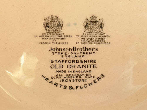 Johnson Brothers OLD GRANITE Hearts & Flowers Plate ..By apointment to The Queen -250mm