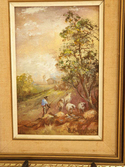Original S.Bernardi Painting Oil on Board - framed 33x318x240mm