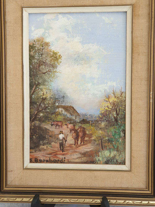 Original S.Bernardi Painting Oil on Board - framed 33x318x240mm