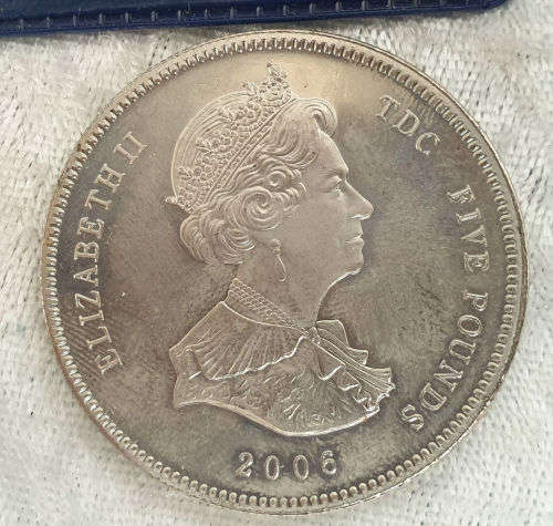 Tristan da Cunha -2006 5 Pounds - Elizabeth II 80th Birthday, Silver Proof Issue-Non-circulating