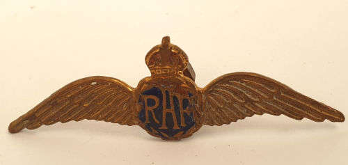 WW2 RAF Wings King's Crown enamel badge. poor condition lug was soldered on.50x12mm
