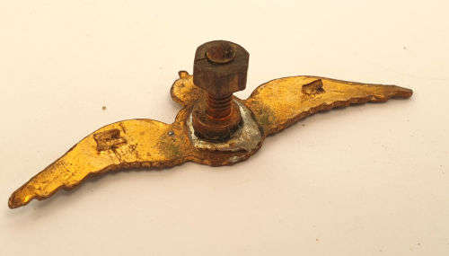WW2 RAF Wings King's Crown enamel badge. poor condition lug was soldered on.50x12mm