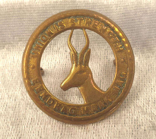 Vintage South African Cap Badge, UNION IS STRENGTH - EENDRACHT MAAKT MACHT 39mm