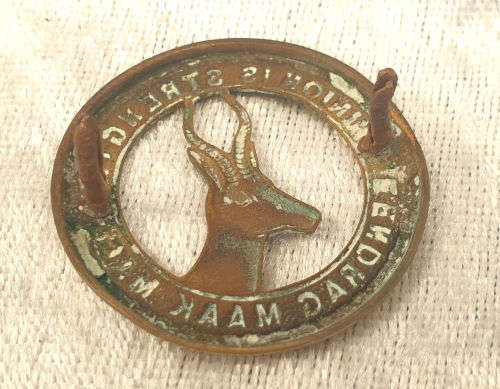 Vintage South African Cap Badge, UNION IS STRENGTH - EENDRACHT MAAKT MACHT 39mm