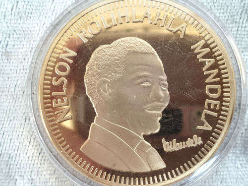 One Troy Ounce 24K .999 Gold Clad(Plated) Nelson Rolihlahla Mandela 10 Years Freedom Tribute Coin