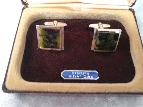 Vintage "Grand Prix " Yank sterling Silver ( CLAD) Cufflinks in Box