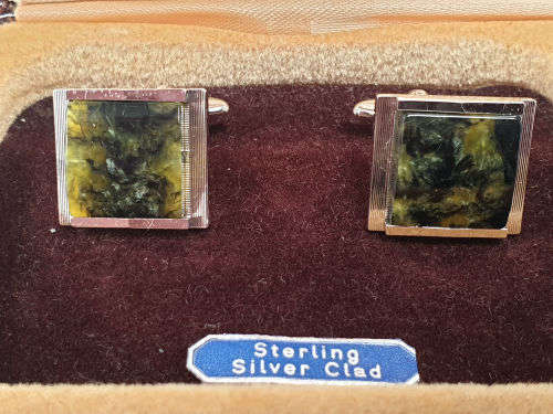 Vintage "Grand Prix " Yank sterling Silver ( CLAD) Cufflinks in Box