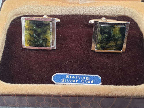Vintage "Grand Prix " Yank sterling Silver ( CLAD) Cufflinks in Box