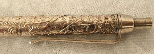 Rare 1960's Israeli Record 'Tribes of Isreal Bezalel Works' ballpoint pen (silver or silver plated?)