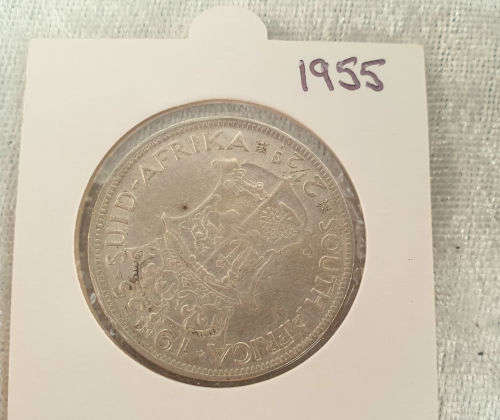 1955 Silver 2½ Shillings -Union Silver (.500)  14.14 g   32.3 mm-In Sleeve