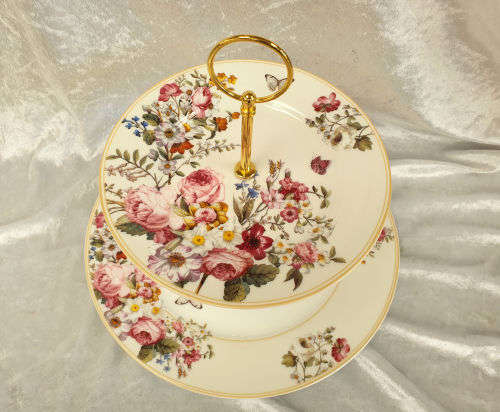 Two Tier Porcelain Cake Stand - Blooming opulence -Plates are 269mm and 195mm