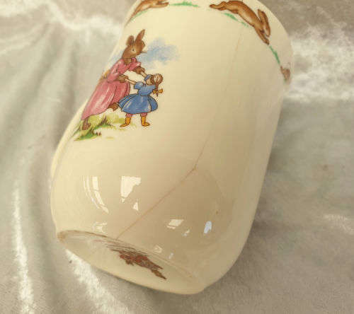 Vintage Royal Doulton Bunnykins Mug (BADLY CRACKED) Fine bone China -