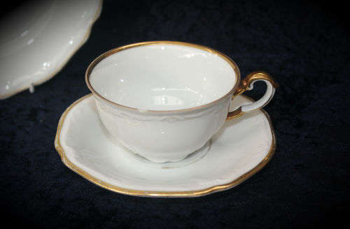 Vintage Bavaria Trio cup 52x96mm saucer 145mm side plate 196mm-Cup Chipped