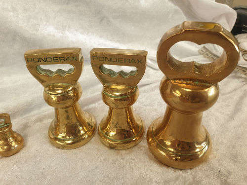 8 Different Solid Brass Scale Weights  3,546 kg in Total