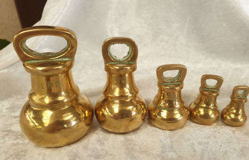 8 Different Solid Brass Scale Weights  3,546 kg in Total