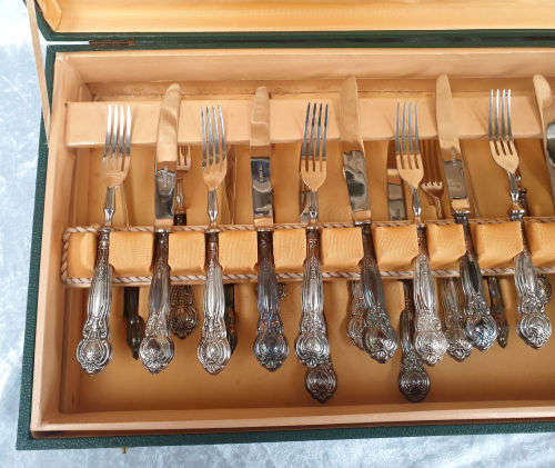 Beautiful Rare 24 pc Antique Solingin Argento .800 SILVER Desert set UNUSED in 2 layer Box
