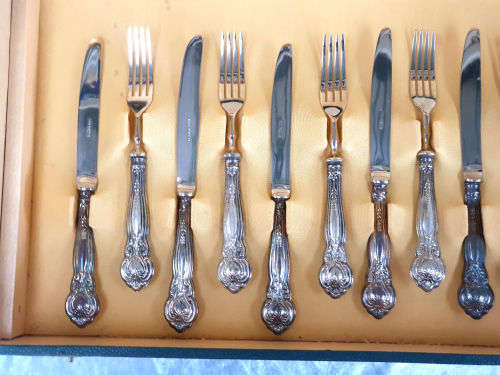 Beautiful Rare 24 pc Antique Solingin Argento .800 SILVER Desert set UNUSED in 2 layer Box