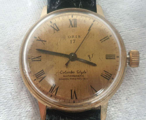 Vintage ORIS 17 Colombo Style Mens Wrist Watch with leather strap - working fine ..Hand winding