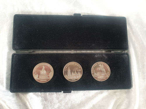 3 x 1988 Soviet 5 Rubles Proof Ultra Cameo commemorative coins Boxed.