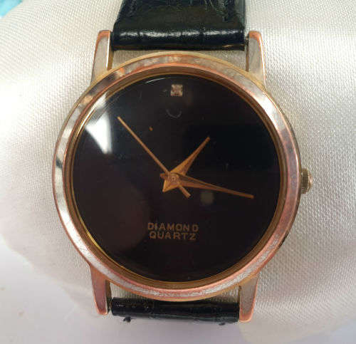 Vintage Aquila 5273 Quartz Genuine Diamond PC21S movement-working -- strap is worn