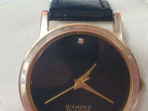 Vintage Aquila 5273 Quartz Genuine Diamond PC21S movement-working -- strap is worn