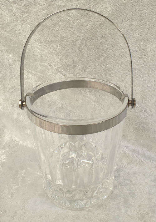 Vintage Cut Glass Ice Bucket with Metal Handle 135x132mm without handle