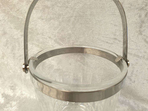 Vintage Cut Glass Ice Bucket with Metal Handle 135x132mm without handle