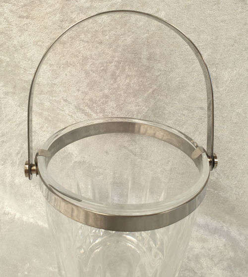 Vintage Cut Glass Ice Bucket with Metal Handle 135x132mm without handle