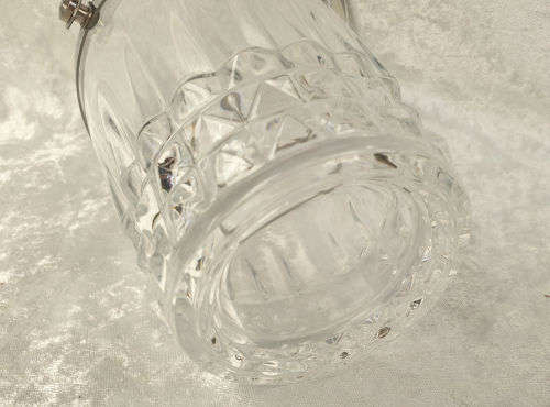Vintage Cut Glass Ice Bucket with Metal Handle 135x132mm without handle