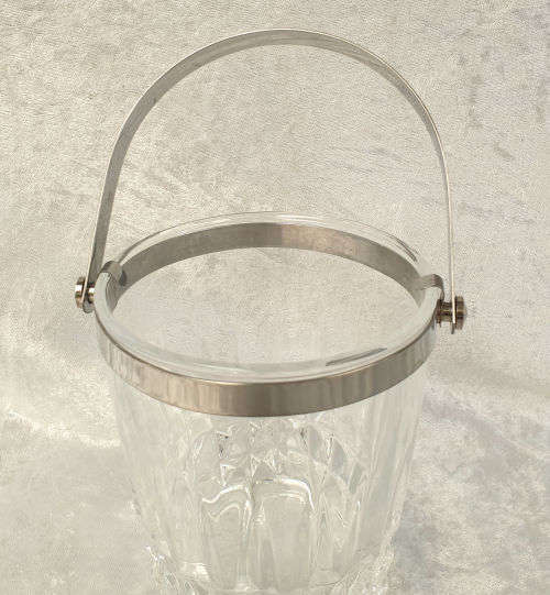 Vintage Cut Glass Ice Bucket with Metal Handle 135x132mm without handle