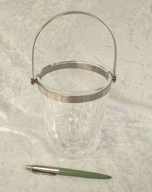 Vintage Cut Glass Ice Bucket with Metal Handle 135x132mm without handle