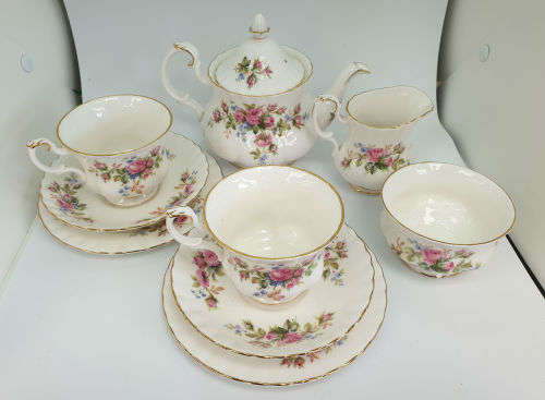 Vintage 1956 Royal Albert Moss Rose 10pc Tea for Two set- No damage