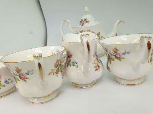 Vintage 1956 Royal Albert Moss Rose 10pc Tea for Two set- No damage