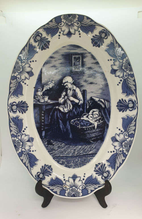 Large Vintage Oval Plate Limited Edition Delft Old Master series `The Mother` Serie no. 2721