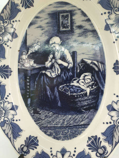 Large Vintage Oval Plate Limited Edition Delft Old Master series `The Mother` Serie no. 2721
