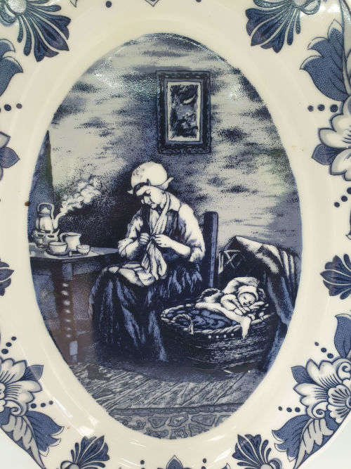 Large Vintage Oval Plate Limited Edition Delft Old Master series `The Mother` Serie no. 2721