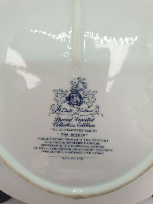 Large Vintage Oval Plate Limited Edition Delft Old Master series `The Mother` Serie no. 2721