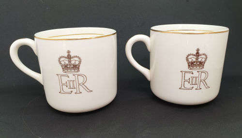 2 Vintage Mid winter June 2nd 1953 Elizabeth II Coronation Cups - One Cracked