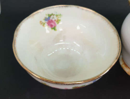 Vintage Royal Standard "Rose Bouquet" Sugar Bowl 62x119mm and Creamer (Damaged) 103x154mm