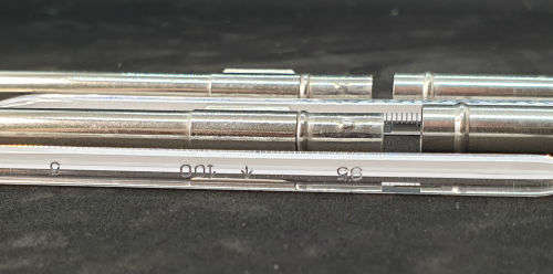 2 Vintage G.H Zeal English Made Medical  thermometers in metal holders