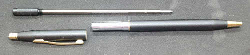 3 Vintage Cross Pens V20 10kt rolled gold pen and pencil set and a Black Cross pen.Boxed