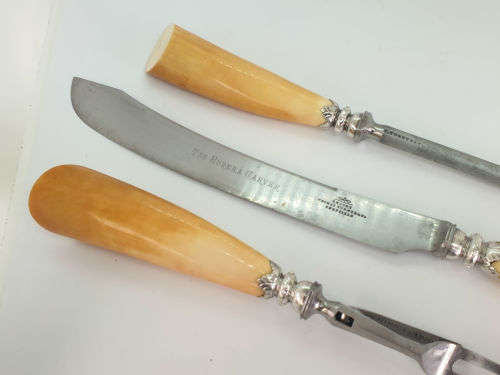 Antique 1904 Encore Thomas Turner & Co Sheffield Carving Set Sterling SILVER Bolster -Boxed