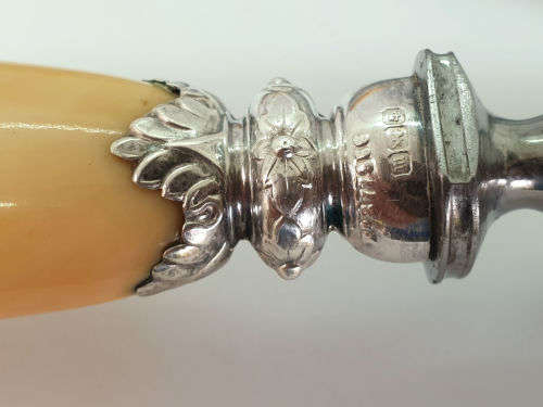 Antique 1904 Encore Thomas Turner & Co Sheffield Carving Set Sterling SILVER Bolster -Boxed